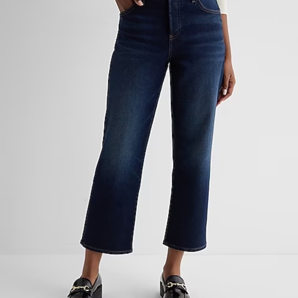 Express Relaxed Straight Ankle High Rise Jeans - Picture 9 of 9